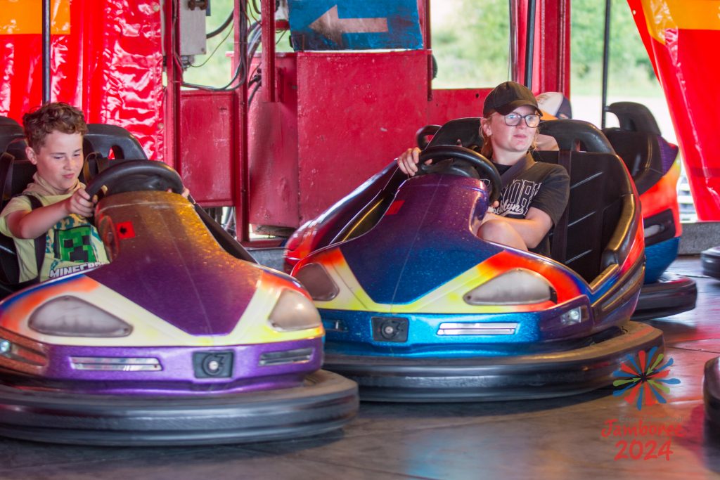 Participants driving dodgems.