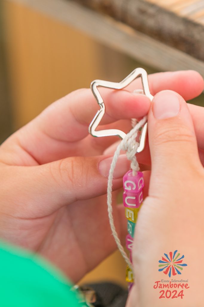 A friendship bracelet under construction.