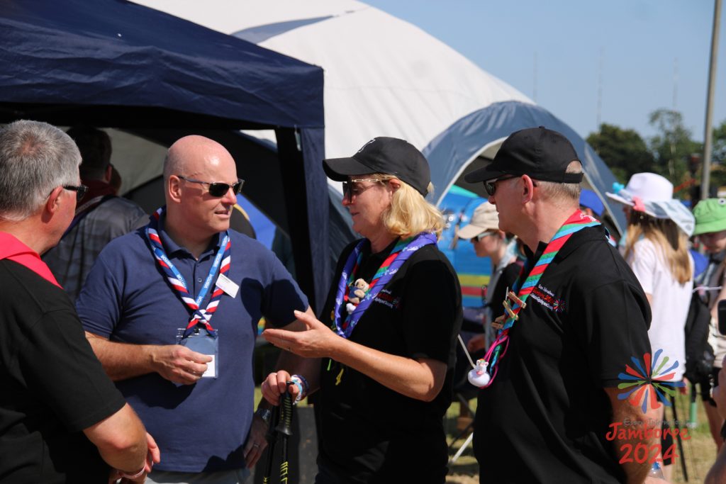 Carl Hankinson talking to Camp Chiefs Paul and Karen